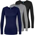 thumbnail image 1 of Adar 3 Pack Women's Comfort Long Sleeve Multi Color T-Shirt/Underscrub Tee - 2903M - BDN - XL, 1 of 6