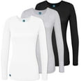 thumbnail image 1 of Adar 3 Pack Women's Comfort Long Sleeve T-Shirt/Underscrub Tee - 2903M - BLK/MGR/WHT - 2X, 1 of 6