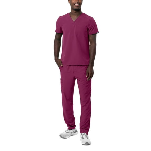 Adar Addition Go-Basic Scrub Set For Men - Classic V-Neck Scrub Top & Cargo Scrub Pants