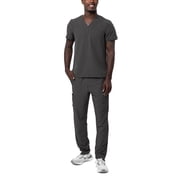 Adar Addition Go-Basic Scrub Set For Men - Classic V-Neck Scrub Top & Cargo Scrub Pants - A9300 - Pewter - XL