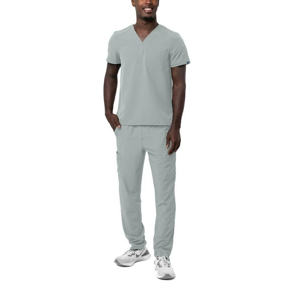 Adar Addition Go-Basic Scrub Set For Men - Classic V-Neck Scrub Top & Cargo Scrub Pants