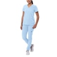 thumbnail image 1 of Adar Addition Go-Basic Scrub Set For Women - Slim V-Neck Scrub Top & Skinny Cargo Scrub Pants - A9200 - Sky Blue - M, 1 of 7