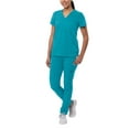 thumbnail image 1 of Adar Addition Go-Basic Scrub Set For Women - Slim V-Neck Scrub Top & Skinny Cargo Scrub Pants - A9200 - Teal Blue - 2X, 1 of 7
