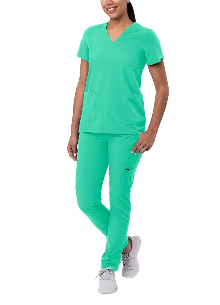 Adar Addition Go-Basic Scrub Set For Women - Slim V-Neck Scrub Top ...