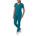 thumbnail image 1 of Adar Addition Go-Basic Scrub Set For Women - Slim V-Neck Scrub Top & Skinny Cargo Scrub Pants - A9200 - Caribbean Blue - XS, 1 of 7