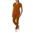thumbnail image 1 of Adar Addition Go-Basic Scrub Set For Women - Slim V-Neck Scrub Top & Skinny Cargo Scrub Pants - A9200 - Caramel - M, 1 of 7