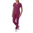 thumbnail image 1 of Adar Addition Go-Basic Scrub Set For Women - Slim V-Neck Scrub Top & Skinny Cargo Scrub Pants - A9200 - Wine - M, 1 of 7