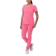thumbnail image 1 of Adar Addition Go-Basic Scrub Set For Women - Slim V-Neck Scrub Top & Skinny Cargo Scrub Pants - A9200 - Azalea Pink - S, 1 of 7