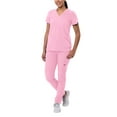 thumbnail image 1 of Adar Addition Go-Basic Scrub Set For Women - Slim V-Neck Scrub Top & Skinny Cargo Scrub Pants - A9200 - Soft Pink - XL, 1 of 7