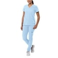 thumbnail image 1 of Adar Addition Go-Basic Scrub Set For Women - Slim V-Neck Scrub Top & Skinny Cargo Scrub Pants - A9200 - Sky Blue - 2X, 1 of 7