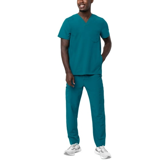 Adar Addition Go-Everyday Scrub Set For Men - Stylish Scrub Top & Cargo Scrub Pants - A9800 - Caribbean Blue - XL
