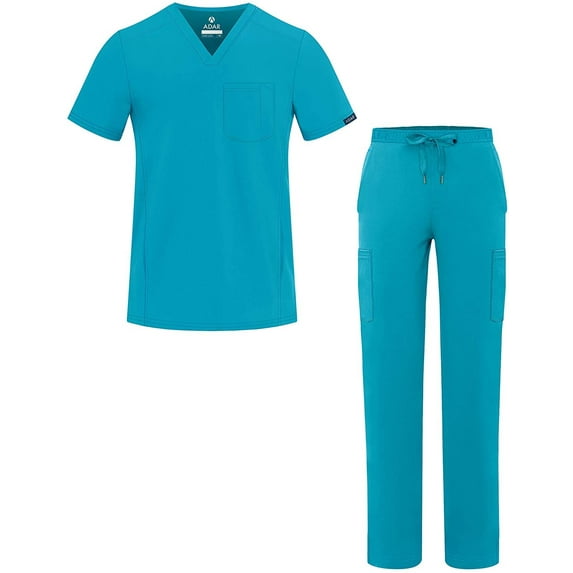Adar Addition Go-Everyday Scrub Set For Men - Stylish Scrub Top & Cargo Scrub Pants