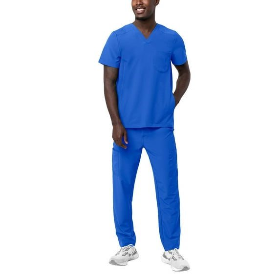 Adar Addition Go-Everyday Scrub Set For Men - Stylish Scrub Top & Cargo Scrub Pants - A9800 - Royal Blue - S
