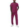 thumbnail image 1 of Adar Addition Go-Basic Scrub Set For Men - Classic V-Neck Scrub Top & Cargo Scrub Pants - A9300 - Wine - XL, 1 of 7