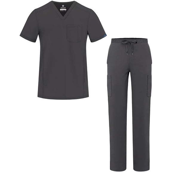 Adar Addition Go-Everyday Scrub Set For Men - Stylish Scrub Top & Cargo Scrub Pants
