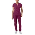 thumbnail image 1 of Adar Addition Go-Higher Scrub Set For Women - Notched V-Neck Scrub Top & Skinny Cargo Scrub Pants - A9600 - Wine - XL, 1 of 7