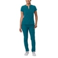 thumbnail image 1 of Adar Addition Go-Higher Scrub Set For Women - Notched V-Neck Scrub Top & Skinny Cargo Scrub Pants - A9600 - Caribbean Blue - XL, 1 of 7