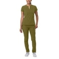 thumbnail image 1 of Adar Addition Go-Higher Scrub Set For Women - Notched V-Neck Scrub Top & Skinny Cargo Scrub Pants - A9600 - Martini Olive - L, 1 of 7
