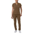 thumbnail image 1 of Adar Addition Go-Higher Scrub Set For Women - Notched V-Neck Scrub Top & Skinny Cargo Scrub Pants - A9600 - Mocha Quartz - L, 1 of 7
