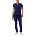 thumbnail image 1 of Adar Addition Go-Higher Scrub Set For Women - Notched V-Neck Scrub Top & Skinny Cargo Scrub Pants - A9600 - Navy - XS, 1 of 7