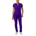 thumbnail image 1 of Adar Addition Go-Higher Scrub Set For Women - Notched V-Neck Scrub Top & Skinny Cargo Scrub Pants - A9600 - Grape - XXS, 1 of 7