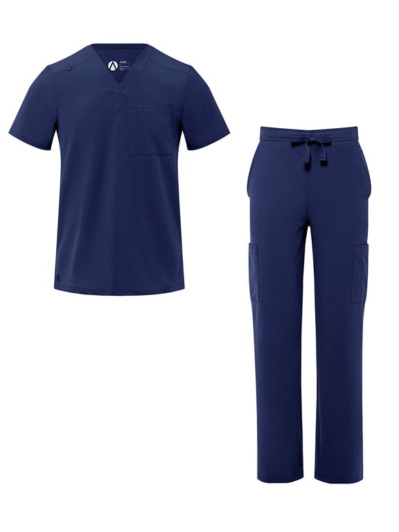 Addition Scrub Set for Men - Classic V-Neck Scrub Top & Cargo Scrub Pants - A9300 - Rich Navy - S