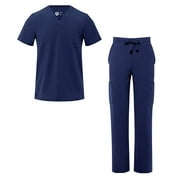 Adar Addition Scrub Set for Men - Classic V-Neck Scrub Top & Cargo Scrub Pants - A9300 - Rich Navy - XXS