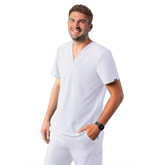 Adar Addition Scrubs For Men - Classic V-Neck Scrub Top - A6006 - White - XL