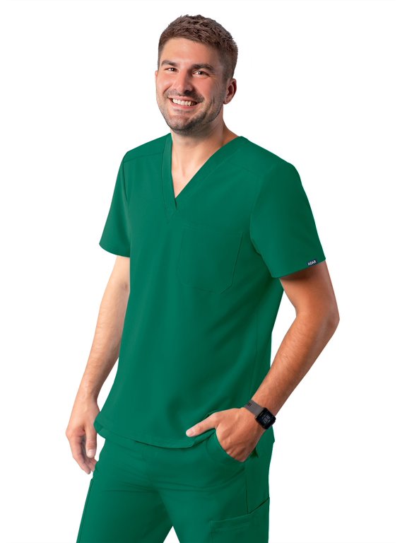 Addition Scrubs For Men - Classic V-Neck Scrub Top - A6006 - Hunter Green - XXS