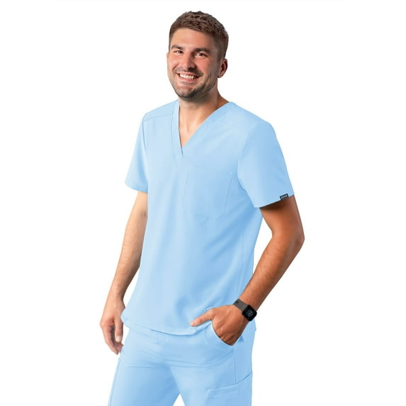 Adar Addition Scrubs For Men - Classic V-Neck Scrub Top - A6006 - Sky Blue - M