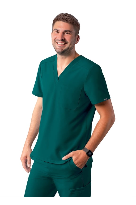 Addition Scrubs For Men - Classic V-Neck Scrub Top - A6006 - Dark Teal - XXS