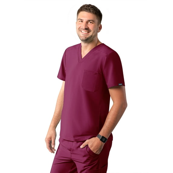 Adar Addition Scrubs For Men - Modern Multi Pocket V-Neck Scrub Top