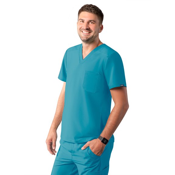 Adar Addition Scrubs For Men - Modern Multi Pocket V-Neck Scrub Top
