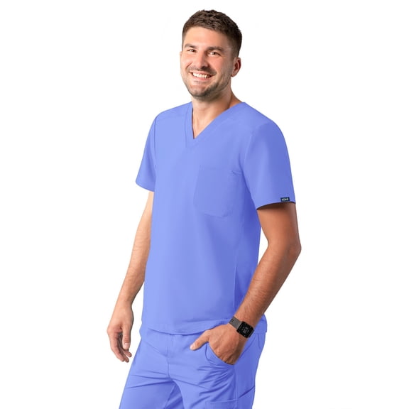 Adar Addition Scrubs For Men - Modern Multi Pocket V-Neck Scrub Top
