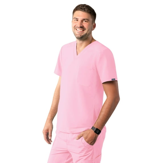 Adar Addition Scrubs For Men - Modern Multi Pocket V-Neck Scrub Top