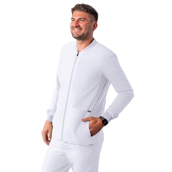 Adar Addition Scrubs For Men - Zippered Bomber Scrub Jacket