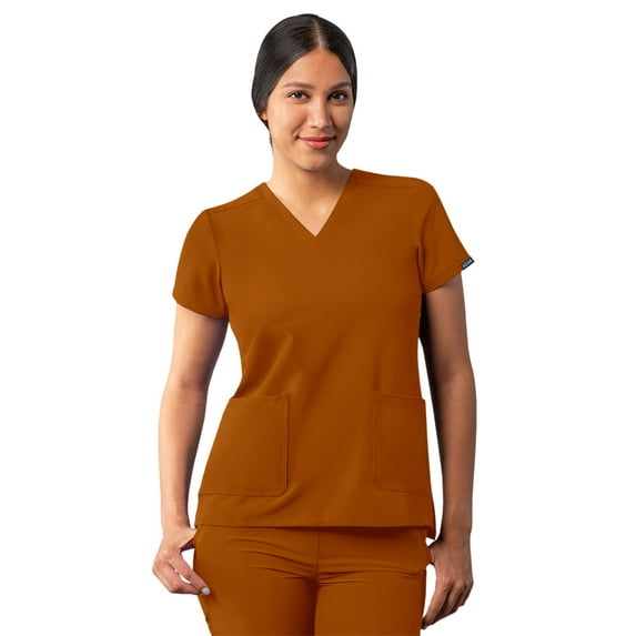 Adar Addition Scrubs For Women - Modern V-Neck Scrub Top - A6008 - Caramel - 3X