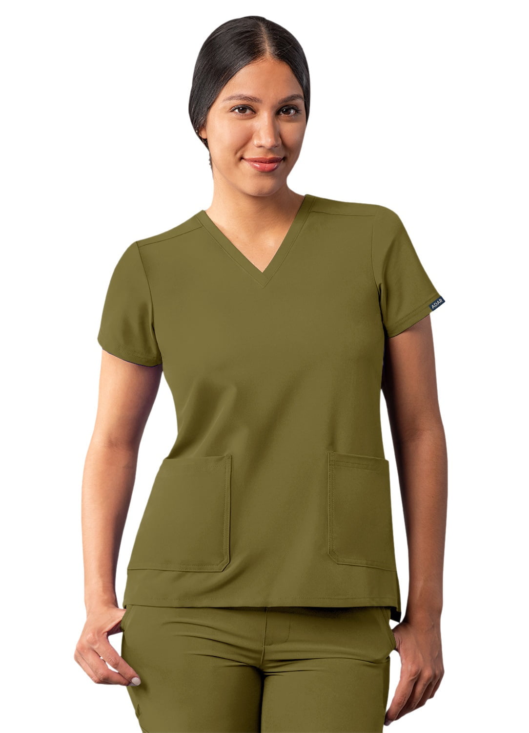 Adar Addition Scrub Set For Women - V-Neck Scrub Top &amp; Skinny Cargo