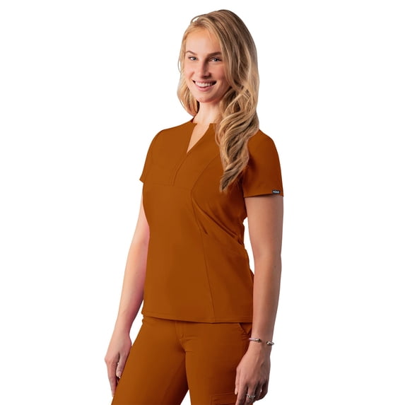 Adar Addition Scrubs For Women - Notched V-Neck Scrub Top - A6002 - Caramel - XXS