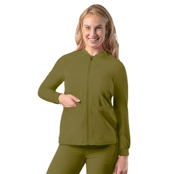 Adar Addition Scrubs For Women - Zippered Bomber Scrub Jacket