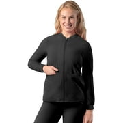 Adar Addition Scrubs for Women - Zippered Bomber Scrub Jacket - A6200 - Black - XXS