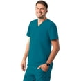 thumbnail image 1 of Adar Addition Scrubs for Men - Modern Multi Pocket V-Neck Scrub Top - A6010 - Caribbean Blue - S, 1 of 8
