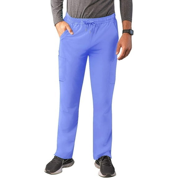 Adar Addition Scrubs for Men - Slim Leg Cargo Drawstring Scrub Pants - A6106 - Ceil Blue - XS
