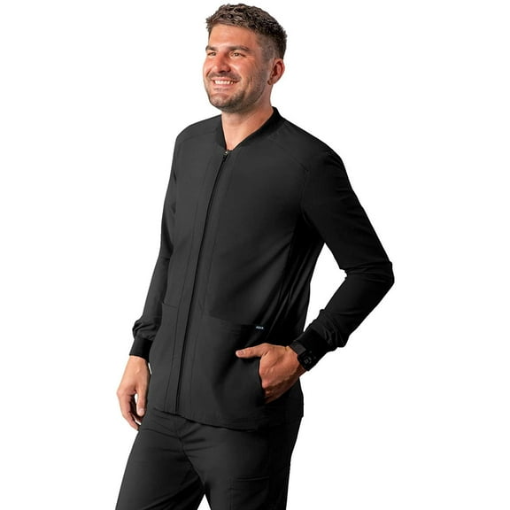Adar Addition Scrubs for Men - Zippered Bomber Scrub Jacket - A6206 - Black - XS