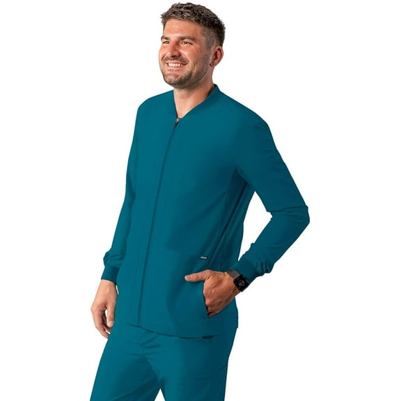 Adar Addition Scrubs for Men - Zippered Bomber Scrub Jacket - A6206 - Caribbean Blue - L