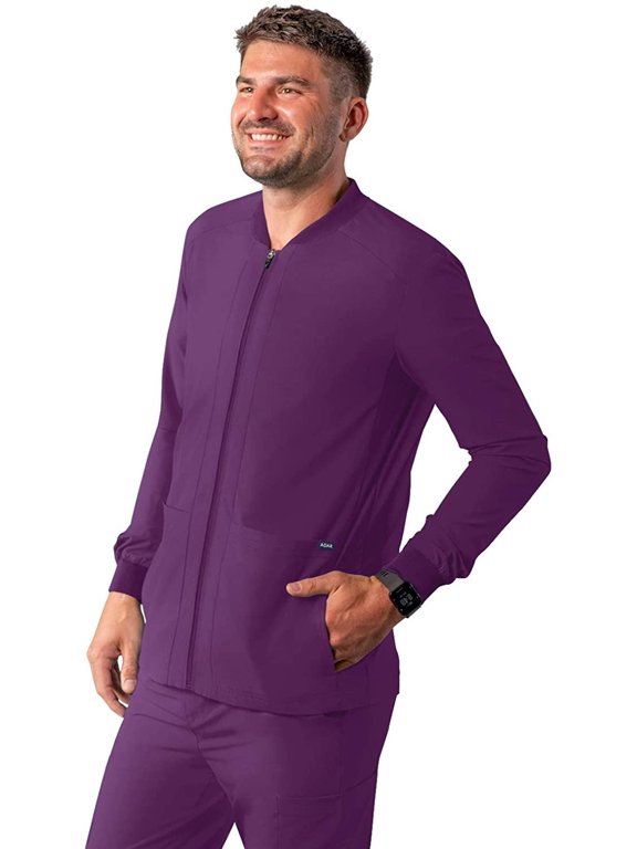 Addition Scrubs for Men - Zippered Bomber Scrub Jacket - A6206 - Eggplant - L