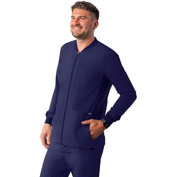 Adar Addition Scrubs for Men - Zippered Bomber Scrub Jacket - A6206 - Navy - M