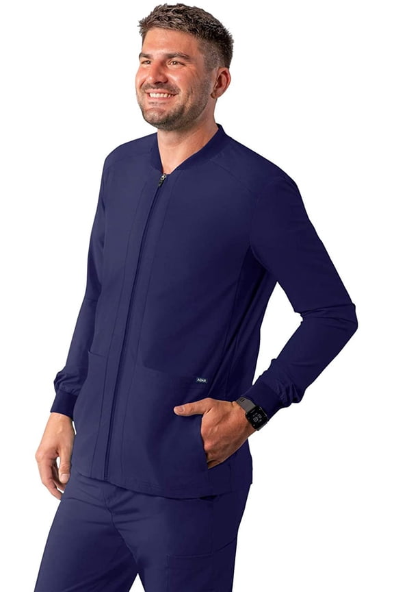 Addition Scrubs for Men - Zippered Bomber Scrub Jacket - A6206 - Navy - XL