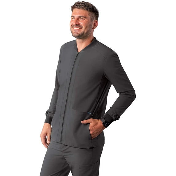 Adar Addition Scrubs for Men - Zippered Bomber Scrub Jacket - A6206 - Pewter - L