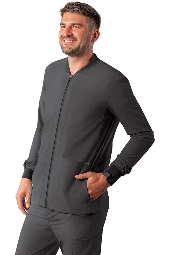 Addition Scrubs for Men - Zippered Bomber Scrub Jacket - A6206 - Pewter - M